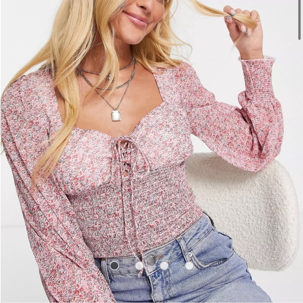 ASOS Sisters Of The Tribe shirred bodysuit in Ditsy Floral